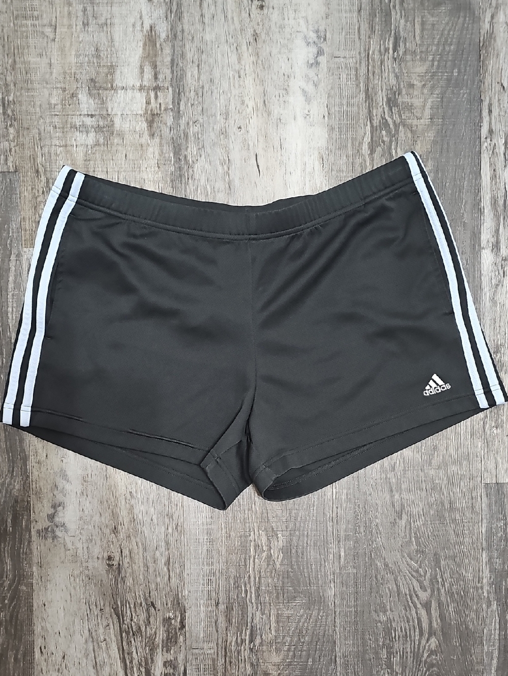 Adidas Black Athletic Shorts with Light Plum Side Stripes L